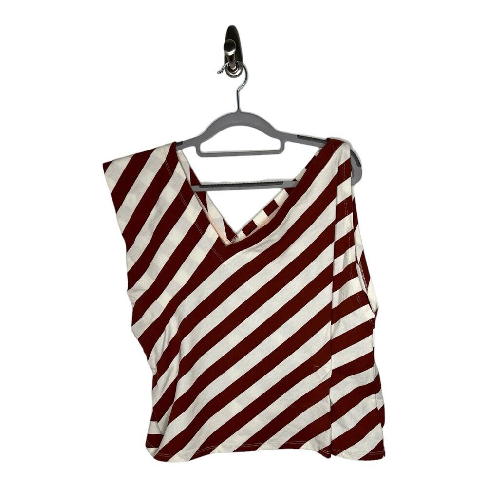 Anthropologie Postmark Top Womens Medium Red White Stripe‎ Asymmetric July 4th